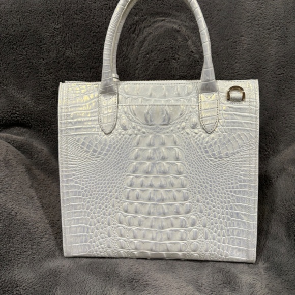 Brahmin Crocodile Caroline Leather Satchel Bag-White - Picture 3 of 7